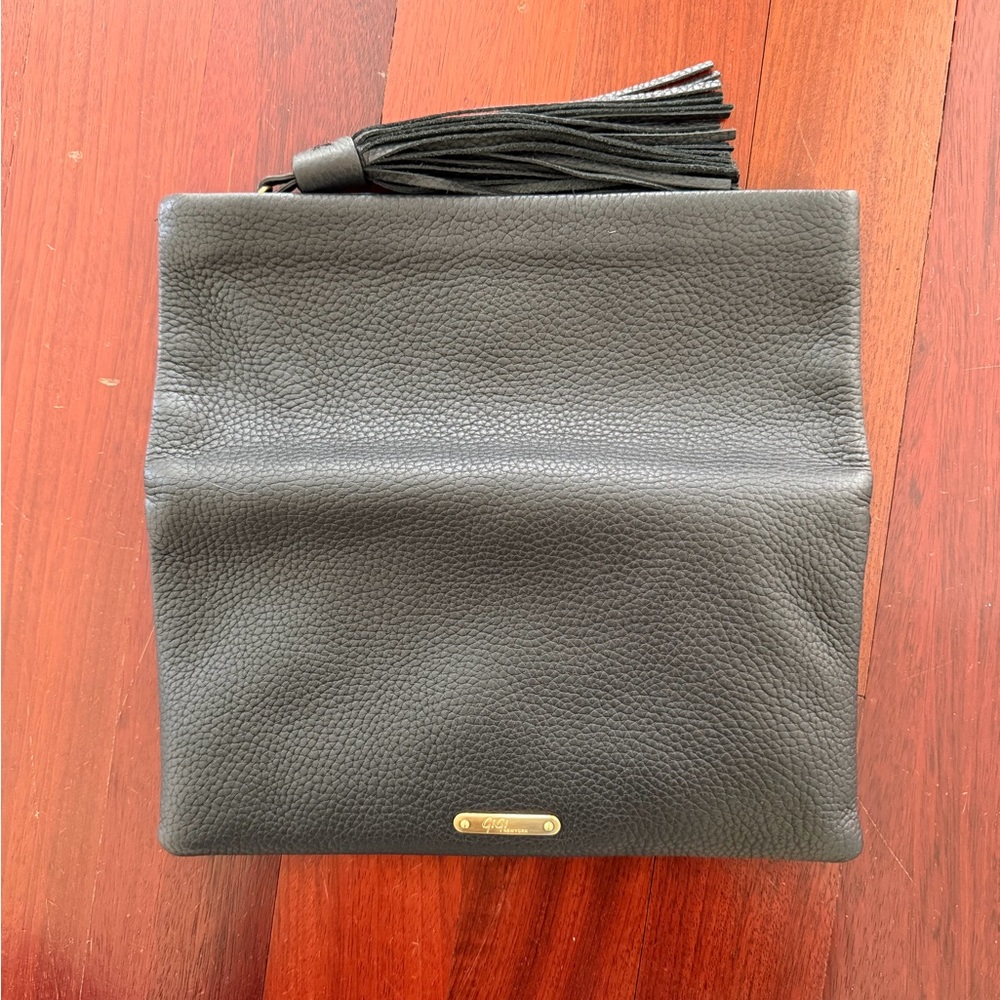 GiGi New York Black Leather Clutch with Tassel
